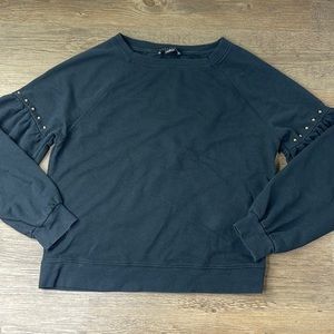 Sanctuary Woman’s Black Sweatshirt with Stud Detail and Balloon Sleeves, size XS